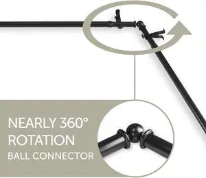 Cilla 13/16 inch Bay Window Curtain Rod 20"-36", 38"-72" - Black
