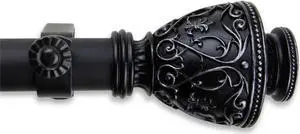 Virginia Curtain Rod 1 inch 48-84 inch - Black