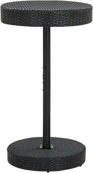 vidaXL Patio Table Black 23.8" Poly Rattan Outdoor Garden Coffee Tea Table