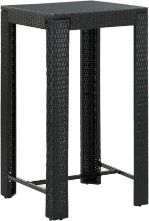 vidaXL Bar Table Outdoor Pub Table Bistro Counter Height Table PE Rattan Black