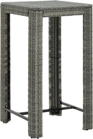 vidaXL Patio Bar Table Outdoor Pub Table Bistro Counter Table PE Rattan Gray
