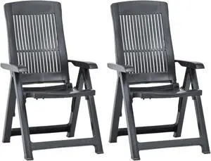 vidaXL Garden Reclining Chairs 2 pcs Plastic Anthracite
