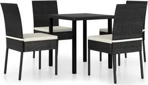 vidaXL 5 Piece Garden Dining Set Poly Rattan Black vidaXL 5 Piece Garden Dining Set Poly Rattan Black