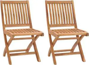 vidaXL Folding Garden Chairs 2 pcs Solid Teak Wood