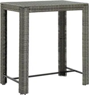 vidaXL Patio Bar Table Outdoor Pub Table Bistro Counter Table PE Rattan Gray