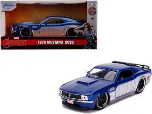 1970 Ford Mustang Boss Blue Metallic & Silver "Winter Soldier" "Avengers" "Marvel" Series 1/32 Diecast Model Car by Jada