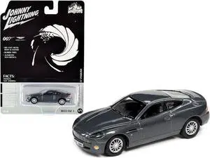 2002 Aston Martin V12 Vanquish Gray Metallic (James Bond 007) \Die Another Day\ (2002) Movie \"Pop Culture\" Series 1/64 Diecast Model Car by Johnny Lightning"""