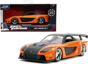 Han's Mazda RX-7 RHD (Right Hand Drive) Orange Metallic and Black "Fast & Furious" Movie 1/32 Diecast Model Car by Jada