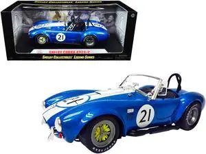 Shelby Cobra 427 S/C #21 Blue Metallic with White Stripes 1/18 Diecast Model Car by Shelby Collectibles