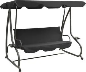 vidaXL Outdoor Swing Bench with Canopy Anthracite vidaXL Outdoor Swing Bench with Canopy Anthracite