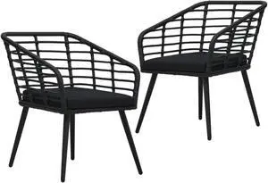 vidaXL Garden Chair Set of 2 Black
