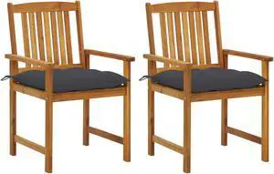 vidaXL Director's Chairs with Cushions 2 pcs Solid Acacia Wood vidaXL Director's Chairs with Cushions 2 pcs Solid Acacia Wood