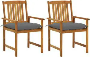 vidaXL Director's Chairs with Cushions 2 pcs Solid Acacia Wood vidaXL Director's Chairs with Cushions 2 pcs Solid Acacia Wood