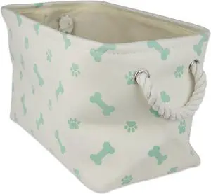 DII Polyester Bin Paw/Bone Mint Rectangle Small