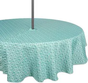 DII Aqua Diamond Outdoor Tablecloth With Zipper 60 Round