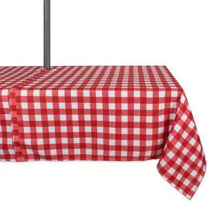 DII Red Check Outdoor Tablecloth With Zipper