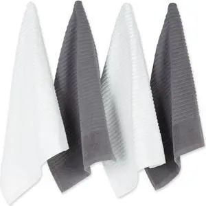 DII Assorted Gray Ribbed Terry Dishtowel (Set of 4)