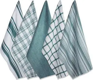 DII Assorted Teal Woven Dishtowel (Set of 5)