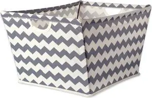 DII Polyester Bin Chevron Gray Trapezoid Medium