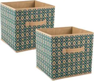 DII Nonwoven Polyester Cube Ikat Teal Square  (Set of 2)