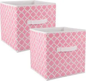 DII Nonwoven Polyester Cube Lattice Pink Sorbet Square  (Set of 2)