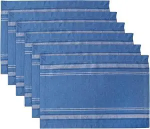 DII Blue Chambray French Stripe Placemat (Set of 6)