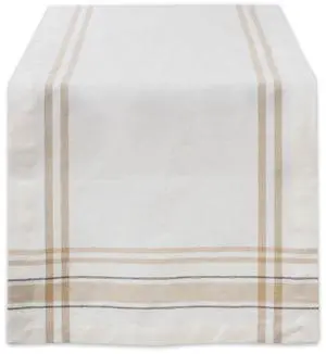DII White Chambray French Stripe Table Runner