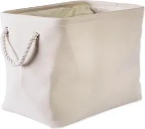 DII Polyester Bin Variegated Cream Rectangle Medium