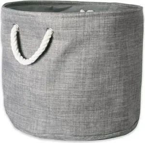DII Polyester Bin Variegated Gray Round Small