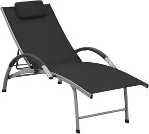 vidaXL Sun Lounger Textilene and Aluminum Black