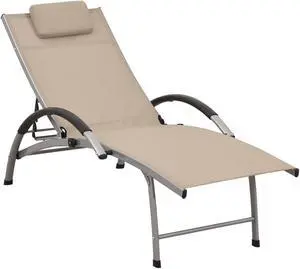 vidaXL Sun Lounger Textilene and Aluminum Cream