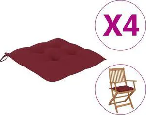 vidaXL Chair Cushions 4 pcs Wine Red 15.7"x15.7"x2.8" Fabric