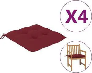 vidaXL Chair Cushions 4 pcs Wine Red 19.7"x19.7"x2.8" Fabric