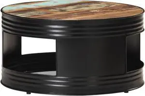 vidaXL Coffee Table Black  26.8"x26.8"x14.2" Solid Reclaimed Wood