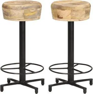 vidaXL Bar Stools 2 pcs 26" Solid Mango Wood