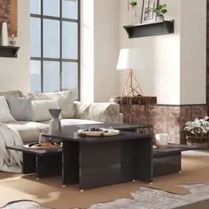 vidaXL Coffee Tables 2 pcs High Gloss Gray 43.9"x19.7"x13" Chipboard