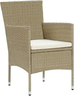 vidaXL Patio Dining Chairs 2 pcs Poly Rattan Beige