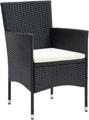 vidaXL Patio Dining Chairs 4 pcs Poly Rattan Black