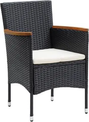 vidaXL Patio Dining Chairs 4 pcs Poly Rattan Black
