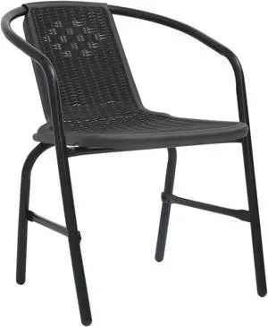 vidaXL Patio Chairs 2 pcs Plastic Rattan and Steel 242.5 lb