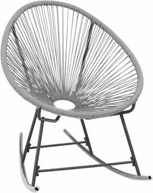 vidaXL Outdoor Rocking Moon Chair Gray Poly Rattan