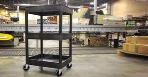 Luxor Black 3 Shelf Tub Cart W/ Bottle Holder