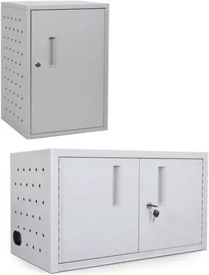 Luxor Home Office 12 Capacity Secure Tablet Vertical Wall/Desk Charging Box with Padded Interior Rubber Coated Dividers Tablet Wall/Desk Charging Box