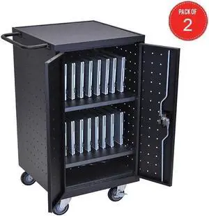 Luxor Black 18 Laptop Computer Charging Cart (pack of 2)