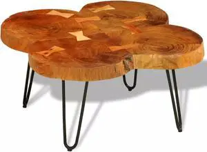 vidaXL Coffee Table Brown Solid Acacia wood, powder-coated iron Small