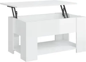 vidaXL Coffee Table High gloss white Engineered wood Medium Convertible