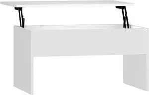 vidaXL Coffee Table White Engineered wood Medium Height-Adjustable