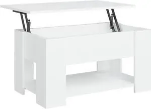 vidaXL Coffee Table White Engineered Wood Medium Height-Adjustable