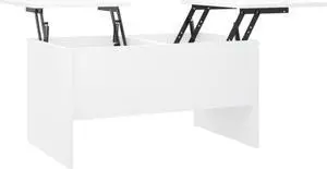 vidaXL Coffee Table White Engineered wood Medium Height-Adjustable