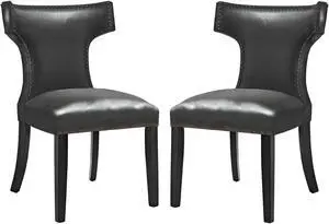 Curve Dining Chair Vinyl Set of 2 Black